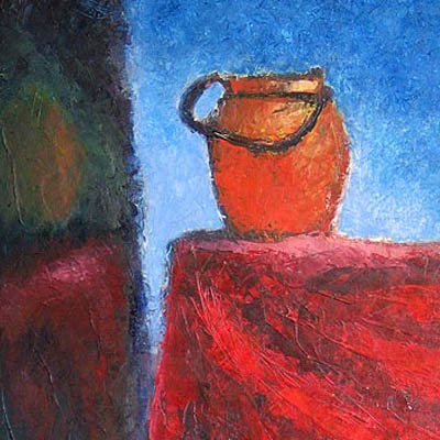 <b>Copper Jar on Red Cloth</b><br>Oil on canvas