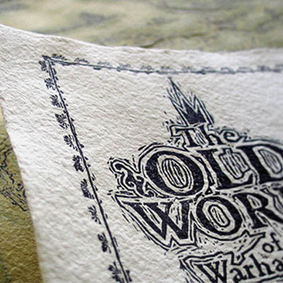 <b>World of Warhammer</b><br>Hand printed World of Warhammer Map – The Old World. Letterpress on hand made paper