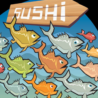 <b>Sushi restaurant</b><br>Illustration for a sushi restaurant<br>Adobe Illustrator