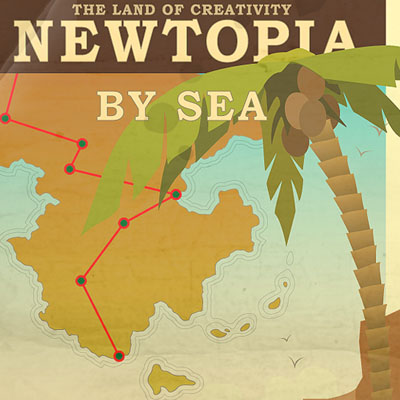 <b>Newtopia</b><br>Exotic 30's style vintage poster of Newtopia<br>Adobe Illustrator