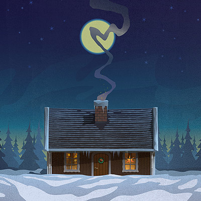 <b>Hut in the snow</b><br>Vector illustration for Christmas