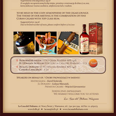 <b>La Habana <br>Cigarr Club</b><br>Fancy Caribbean styled newsletters for a Cigarr Club