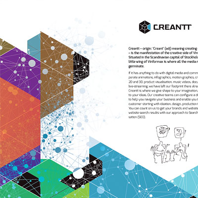 <b>CREANTT, BRANDING</b><br>Vinformax catalogue design<br>(spread about Creantt)