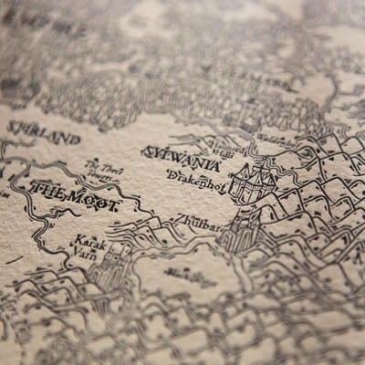 <b>Warhammer</b><br>Hand printed Map – The Old World, (detail)<br>Hand printed Warhammer Map – The Old World