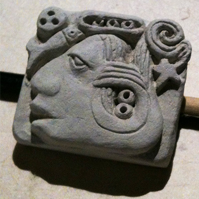 <b>'The Ningyo' Movie</b><br>hand sculpted Mayan style clay puzzles<br>Small hand sculpted Mayan style clay puzzles for 'The Ningyo'.
